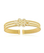 Bonded 14K Gold Plated Sterling Silver Intertwined Design CZ Triple Wire... - $294.49