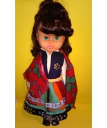 Tyrolean Style Doll Vintage 19" Brunette & Green eyes - $26.99
