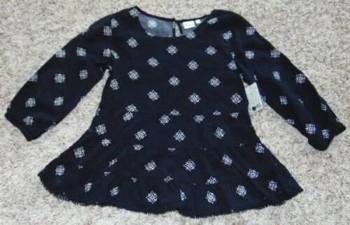 Primary image for Girls Shirt Mudd Black White Floral 3/4 Long Sleeve Babydoll Top-size 10