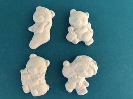 B1 - 4 Small Teddy Bears Pins, Magnets Ceramic Bisque You Paint* - €1,53 EUR