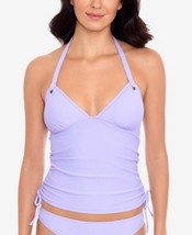 Salt + Cove Preppy Rib Side-Shirred Tankini Top, Size Medium - £11.43 GBP