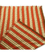 Vintage Fall Winter Crochet Blanket Throw  78x48 Orange Brown Fringe Edge - $46.59 CAD