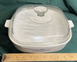 Corning Ware Blue Cornflower Vintage Pyroflam 10&quot; Square Casserole Dish with Lid - £30.05 GBP
