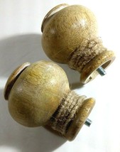 Round Wood Finials Natural with Rope Trim Set of 2 Rustic 2 1/2&quot; - $8.54