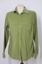 Eddie Bauer L Green Corduroy Long Sleeve Button Front Shirt Top - £18.47 GBP