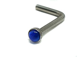 Stud de nez Opal Sapphire Blue 1,5 mm Titane 20 g (0,8 mm) L Bend Deep Cup g23 - £5.19 GBP