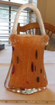 Vintage Hand Blown Glass Vase Purse Shaped Unbranded 10&quot; Tall Orange Clear - £28.34 GBP