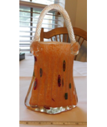 Vintage Hand Blown Glass Vase Purse Shaped Unbranded 10&quot; Tall Orange Clear - £28.33 GBP