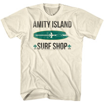 Jaws Amity Island Surf Shop Men&#39;s T Shirt Shark Fleur de Lis Est 1975 Movie Top - £21.66 GBP+