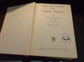 Poetry and Criticism of the Romantic Movement - Ed. by Campbell -1ST Ed.... - $13.79 CAD