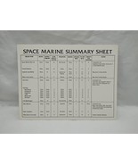 Vintage Games Workshop Space Marines Summary Sheet - $19.41 CAD