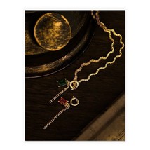 18K Gold Detachable Charm Wavy Necklace vermeil, Stunning,bold, stylish,... - $53.50
