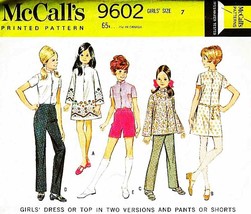 Girl&#39;s Dress, Top &amp; Pants Vintage 1968 McCall&#39;s Pattern 9602 Size 7 - $12.00
