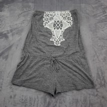 Lucky Brand Co Romper Womens Gray Strapless Crochet Drawstring Outwear - £15.46 GBP
