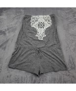 Lucky Brand Co Romper Womens Gray Strapless Crochet Drawstring Outwear - £15.79 GBP