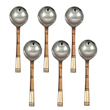 Rastogi Handicrafts Dessert Spoons Asian Flatware Party Set Stainless with Coppe - £23.10 GBP