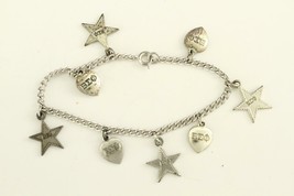 Vintage Sterling Silver Jewelry BETA SIGMA PHI Sorority Charm Bracelet 7&quot; Long - £19.82 GBP