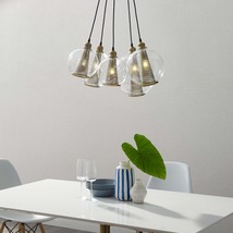 Peak Brass Cone And Glass Globe Cluster Pendant Light Chandelier  EEI-3276 - £222.53 GBP