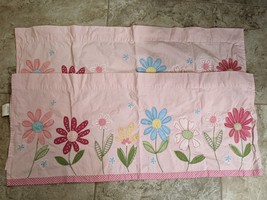 Pair (2) Pottery Barn Kids Pillow Shams Pink Floral Embroidery 44x18 100... - $23.36