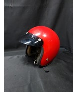 1970s DOT Open Face Motorcycle Scooter Helmet Red Sz Small With Visor - $54.86 CAD