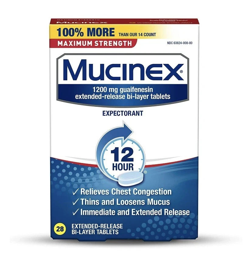 Mucinex 1200mg 12 Hour Maximum Strength Expectorant, 28ct exp 11/26+ - $12.86