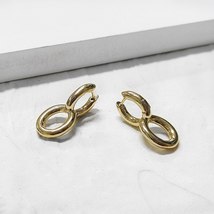 Peri&#39;sBox Gold Color Double Circle Hoop Earrings O Shape Geometric Earrings for  - £10.66 GBP