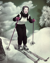 Shirley Temple ski clothes with skiis on snow bank 16x20 Canvas - £55.30 GBP