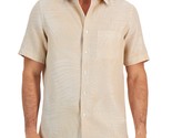 Club Room Men&#39;s Linen Blend Elevated Palm Jacquard Shirt Khaki Combo-Small - $19.99