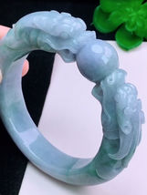 58.7mm Certified Icy Purple Green Jadeite Jade Bangle Dragon Bracelet 0905 - £538.85 GBP