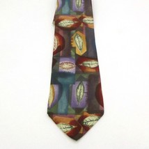 Structure Mens Tie Abstract Leaf Pattern 100% Silk Italian Fabric Multic... - $6.93