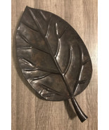 Large Leaf Palm Shape Footed Metal Trays 20&quot; x 11”Home Decor Brown Embossed - £14.19 GBP