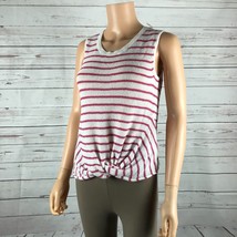 Splendid Pink/White Striped Twisted Hem Crochet Knit Tank Top Nwt Medium - £14.06 GBP
