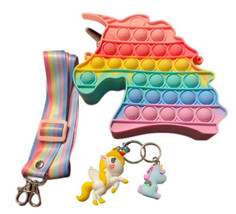 Rainbow Fidget Unicorn Purse with Keyrings Sensory Toy - £11.87 GBP