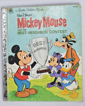 Walt Disneys Mickey Mouse and the Best Neighbor Contest Little Golden Book 1977 - £5.44 GBP