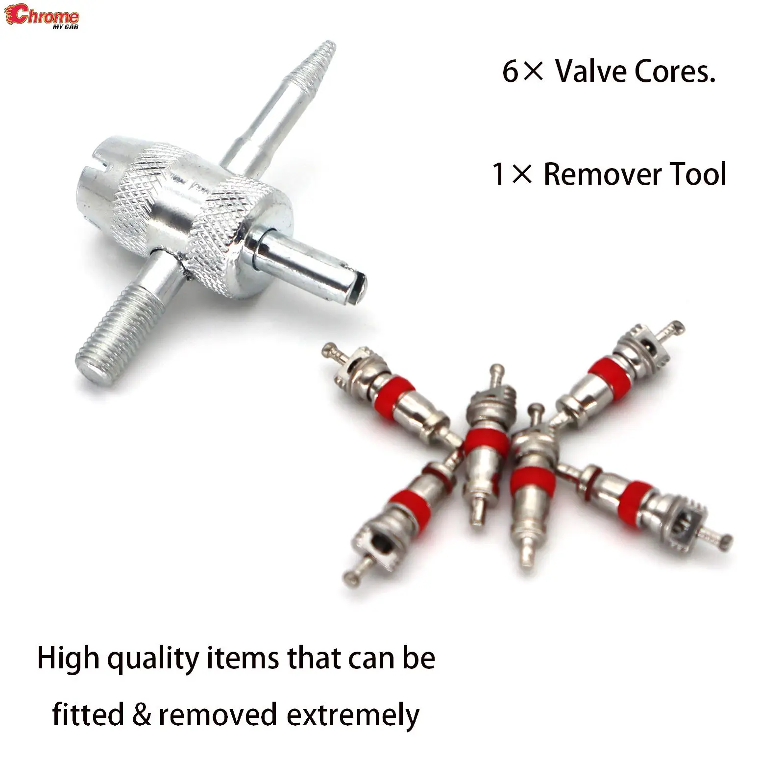 Set Car Wheel Tyre Valve Stem Driver With 6Pcs Tyre Valve Cores &amp; 1pc Insert Rem - £38.81 GBP