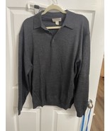 Mens Pronto Uomo Sweater Gray Extra Fine Merino Wool Size Large Collared... - £13.88 GBP