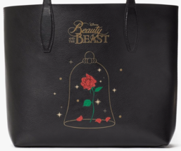 NWB Kate Spade Disney Beauty And The Beast Black Leather Tote KE572 Gift Bag FS - £116.84 GBP