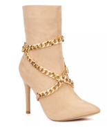 New York &amp; Company Nude Beige Nori Babuccia Con Oro Catene Misura 9US Nuovo - $82.60 CAD