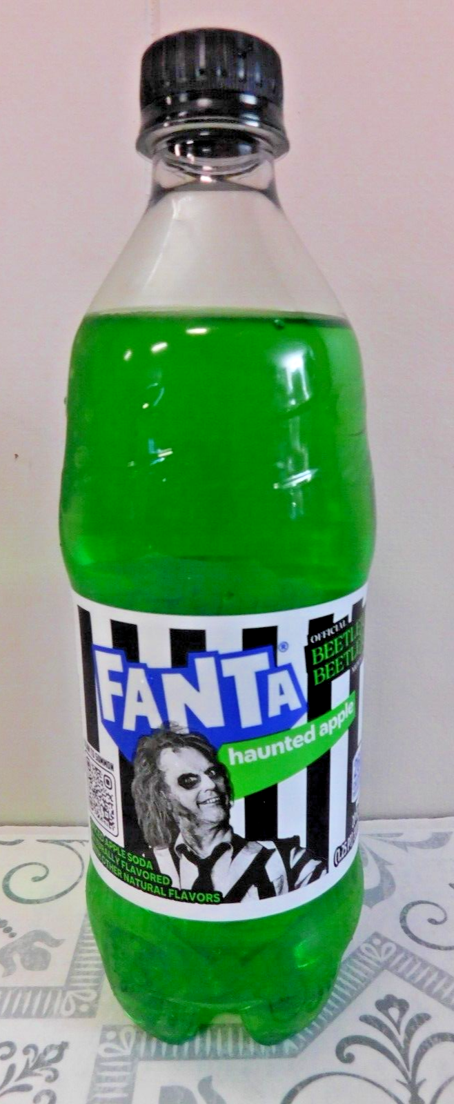 NEW Green Beetlejuice FANTA Haunted Spiced Apple Soda 20oz Bottle Michael Keaton