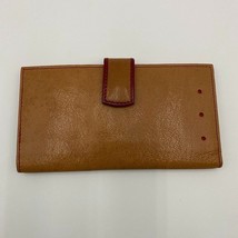 New Tusk Leather Credit Card Case 6x3&quot; Wallet Tan Brown Red Flap Snap Close - £23.72 GBP