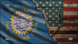 South Dakota/American Flag Novelty Mini Metal License Plate Tag - £11.76 GBP