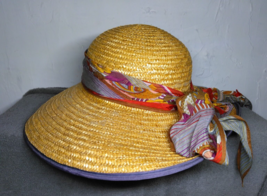 Ladies Straw &#39;Fashion&quot; Hat w/ linen ribbon! Fits &quot;Small&quot; 14&quot; Brim - FAST... - $14.09