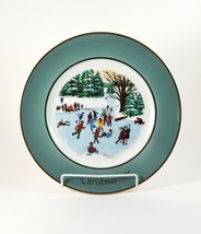 Christmas Avon Plate &quot;Skaters On The Pond&quot; 4th Edition Gold Trim Vintage &#39;75 Box - £6.63 GBP
