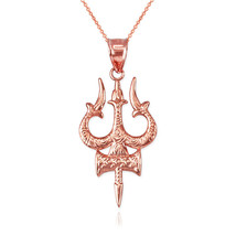 Rose Gold Trident of Lord Shiva Trisula Pendant Necklace - £84.91 GBP+