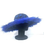 1 WIDE BRIM BLUE FLAME FUZZY HAT party fun pimp halloween fuzzy costume hat - $185.54 MXN