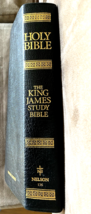 The King James Study Bible Black Genuine Leather 1988 Nelson 136 Red Let... - $59.95