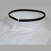 Mens CEREMONIA Tuxedo Formal Shirt 100% Cotton Banded Slim Fit #stn 33 HD White image 2