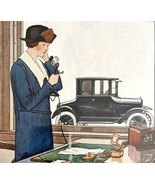 Ford Tudor Sedan 1924 Advertisement Lithograph Automobilia Woman On Phon... - $84.25 CAD