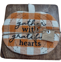 Autumn Wood Trivet And Cotton Pumpkin Shape Potholder Set Thanksgiving T... - $26.72