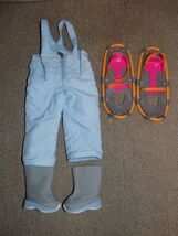 American Girl Snow Shoes, Boots, Blue Bib Snow Pants Retired - $54.00